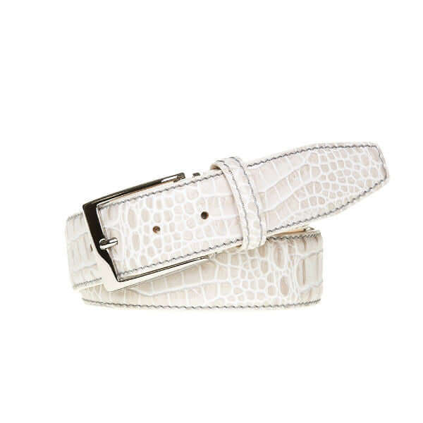 Snow Mock Croc Leather Belt | Mens Leather Goods | Roger Ximenez