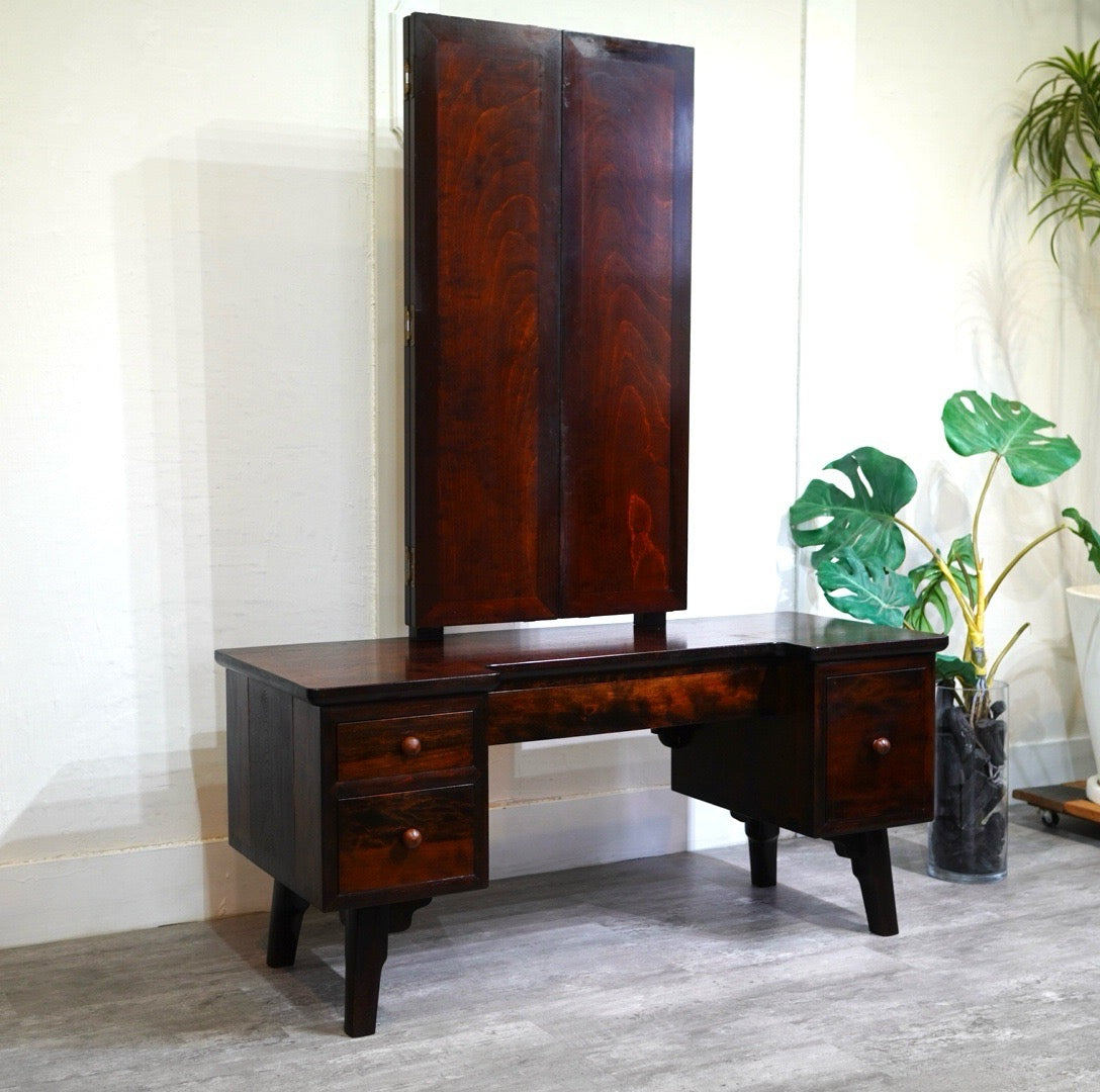 松本民芸家具 角型三面鏡 ミラー 中古 本棚 古民家 和風 松民 高級家具