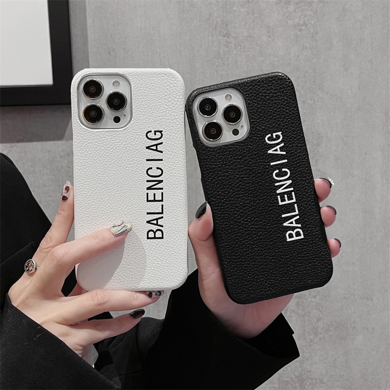 バレンシアガ iphone13/13proケース レザー BALENCIAGAロゴ iphone携帯
