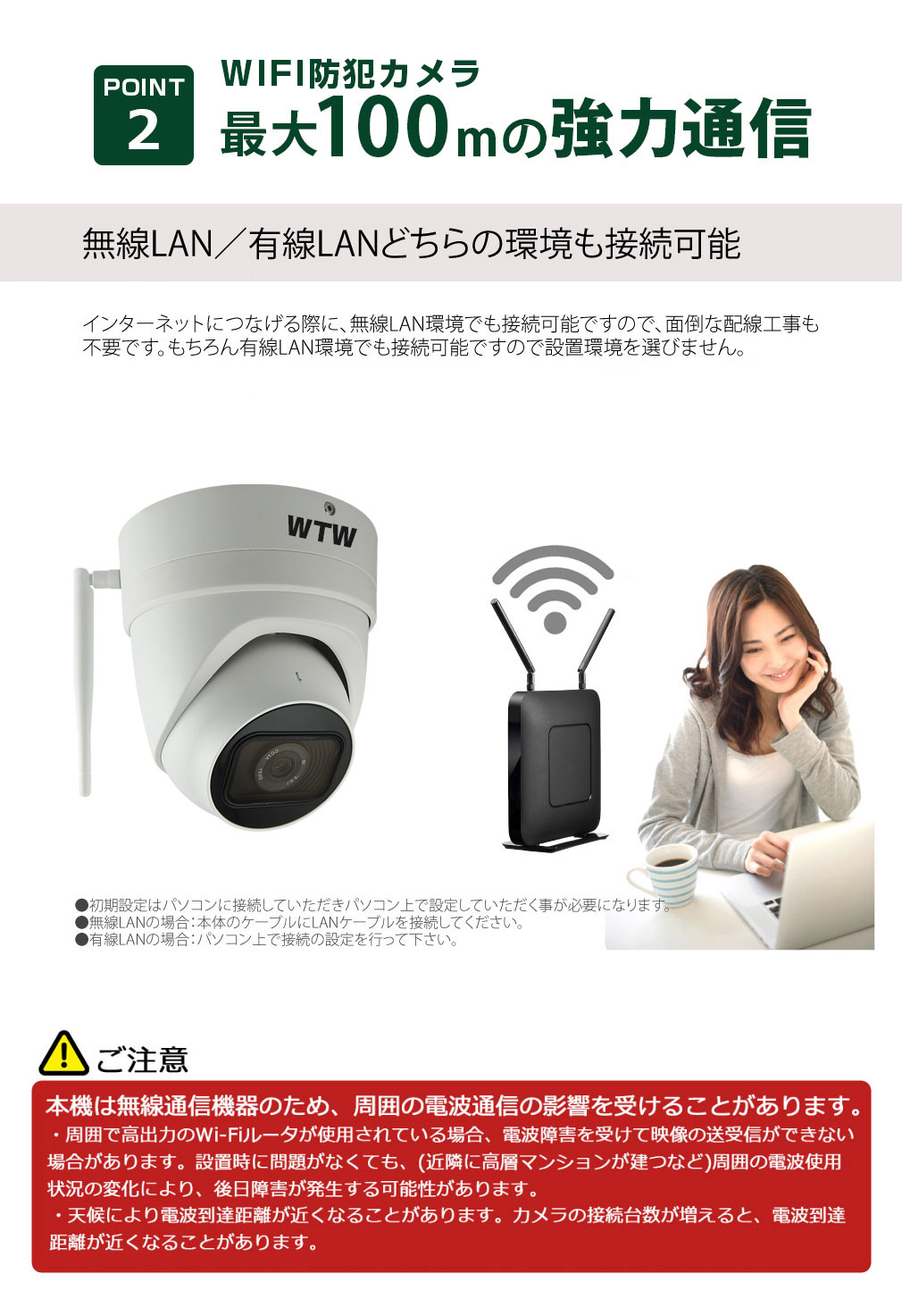 販売終了】防犯カメラ WIFI 屋外 548万画素 【WTW 塚本無線】
