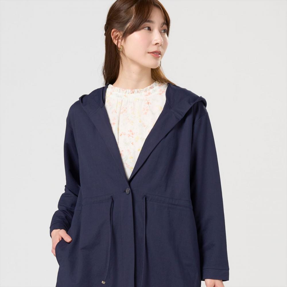 アウター ピケフードモッズコート ネイビー レディース(M ネイビー