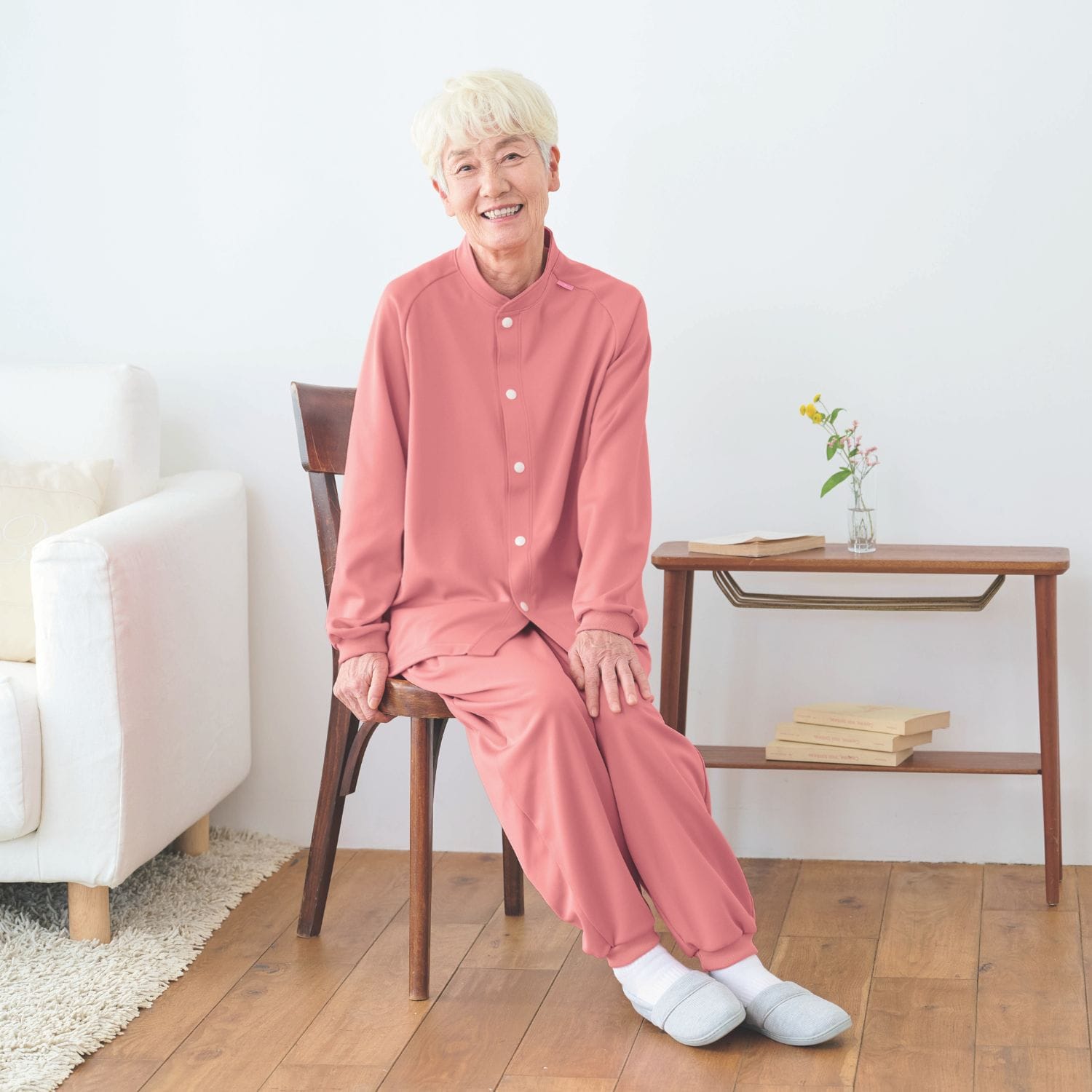 品番： CR818 】 男女兼用 前開きシャツ 高齢者ウエア パジャマ 通年