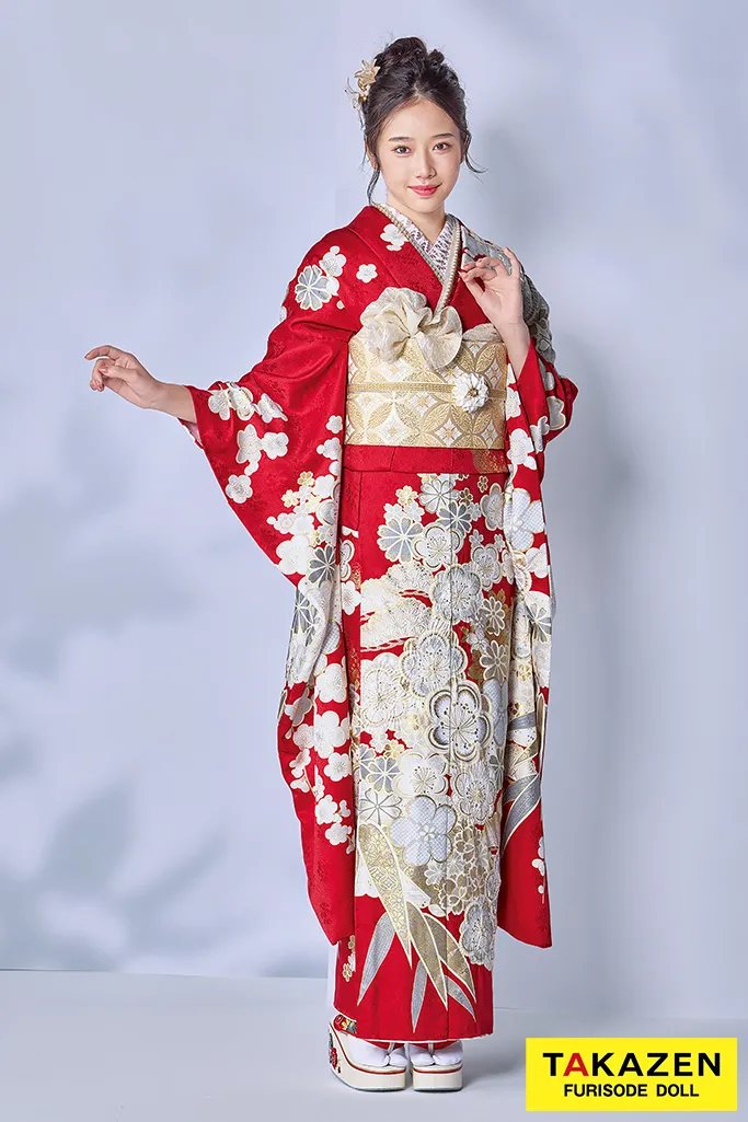 最高級古典柄振袖 関芳/最高級金彩刺繍絞り友禅 赤 おしとやか 上品