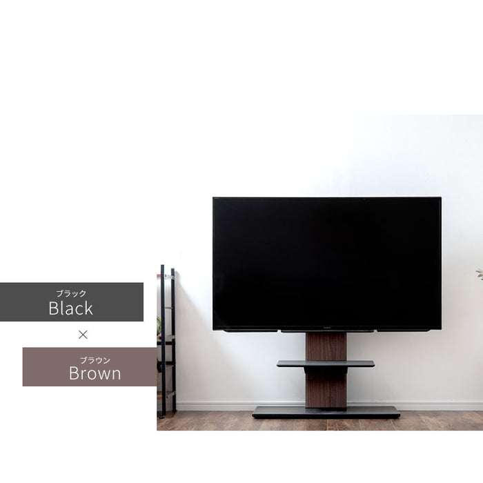 65～90インチ対応]最大90V対応 テレビスタンド 棚板付 ロータイプ 壁