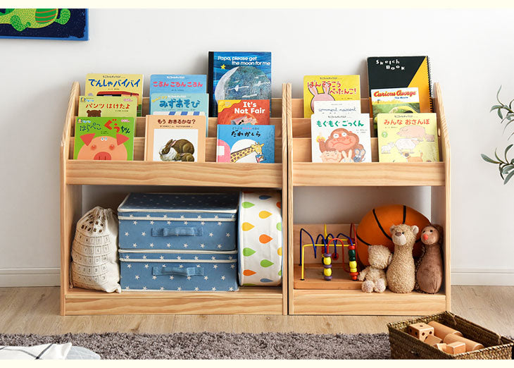 幅70cm］現役ママが考えた 絵本ラック 天然木 おもちゃ収納 完成品