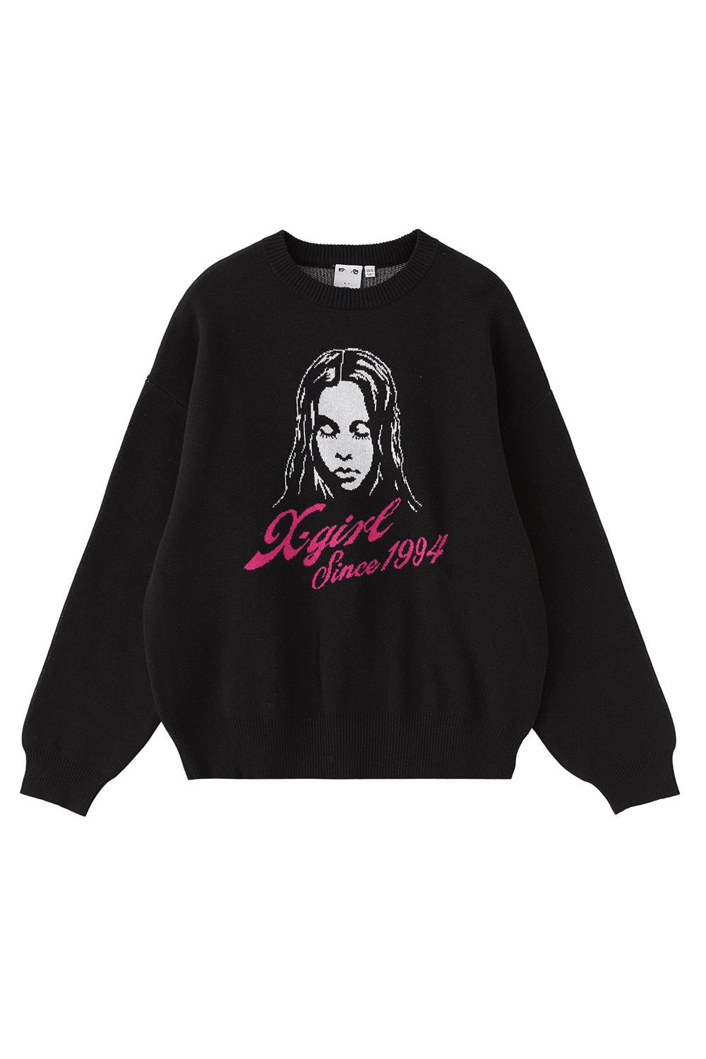 X-girl - [ラスト1点] CURSIVE LOGO AND FACE JACQUARD KNIT TOP