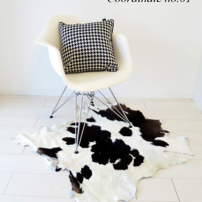 カウラグ 敷物 毛皮インテリアラグ マット ハラコ 牛革 革 レザー No.002