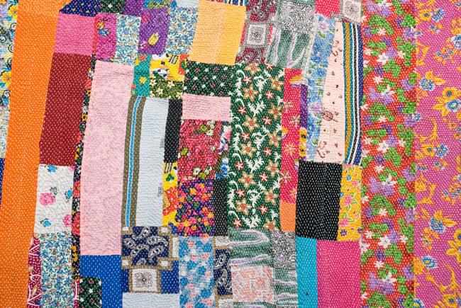 インドのパッチワーク】ラリーキルトの大判マルチクロス【約145cm×約