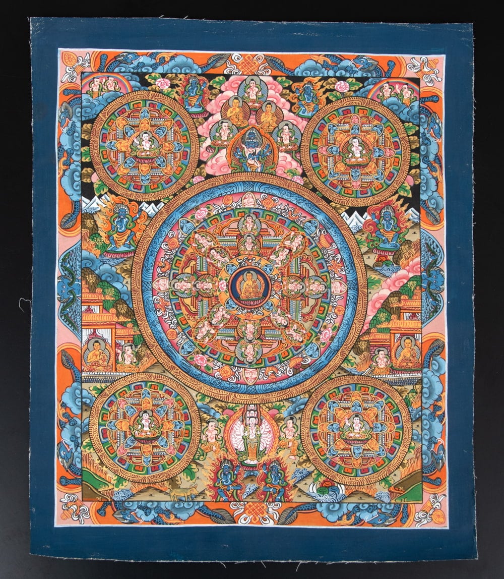 一点物〕タンカ - 五仏曼荼羅[31cm x 39cm] の通販[送料無料