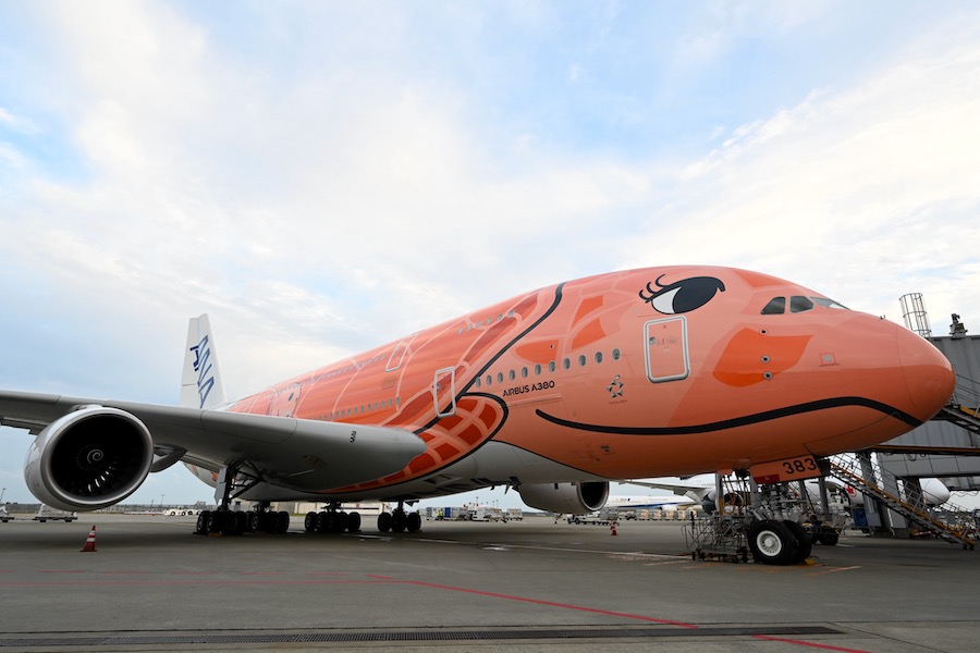 AIRBUS a380／ANAフライングホヌ オレンジ 1/150 ANAがハワイ就航25