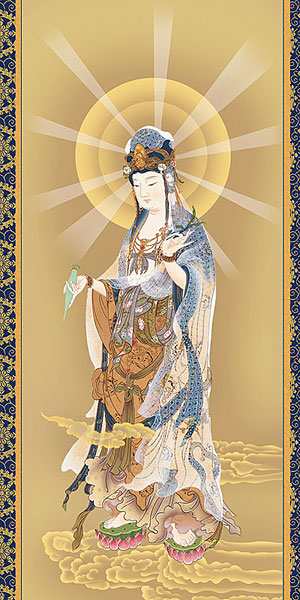 仏書・仏画の掛け軸 高畠周峰作 雲上観音 d6204