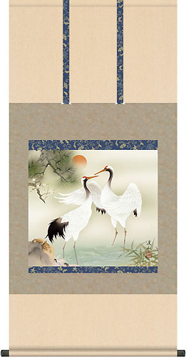 真作/水石/観音画賛/絹表装/布袋屋掛軸HC-815 真作/水石/観音画賛/絹