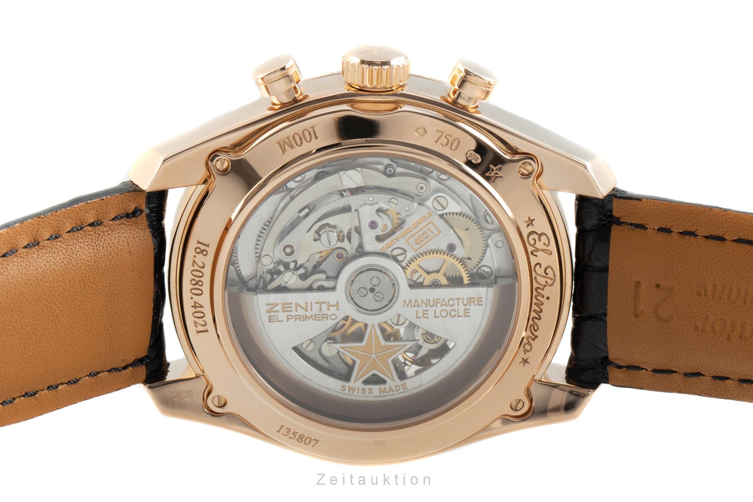 Zenith El Primero chronograph 18 ct red gold automatic Kal. 4021