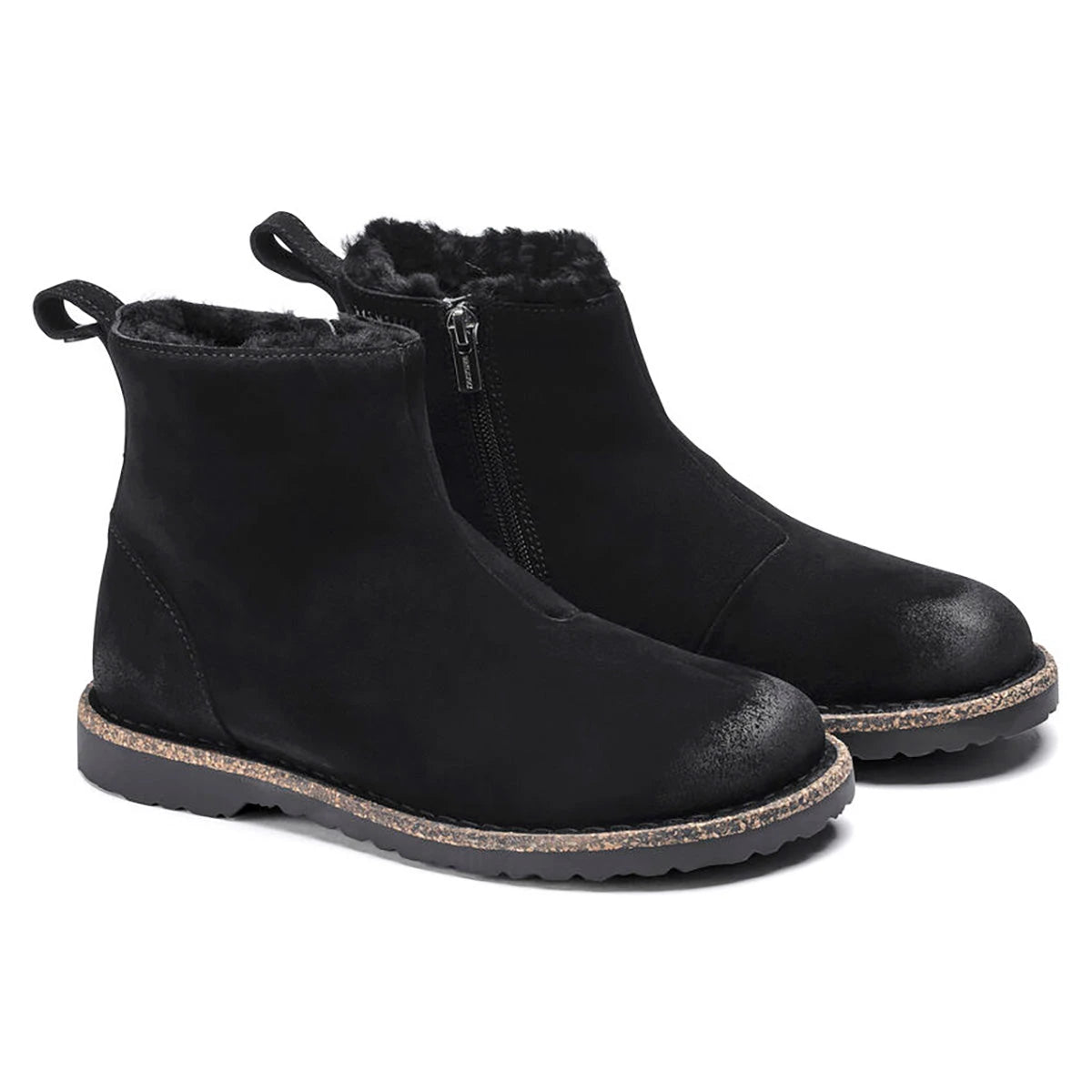 Birkenstock Women's Melrose Shearling Suede Leather Black Booties