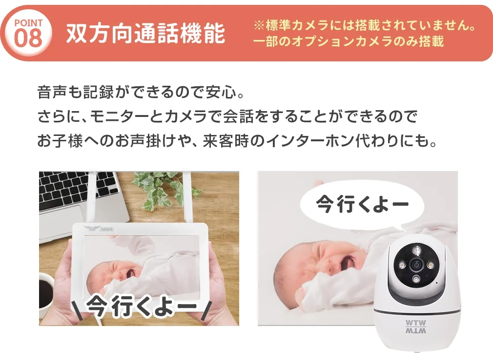 WTW塚本無線公式】WIFI ペットカメラ 玄関灯 防犯灯カメラと7インチ