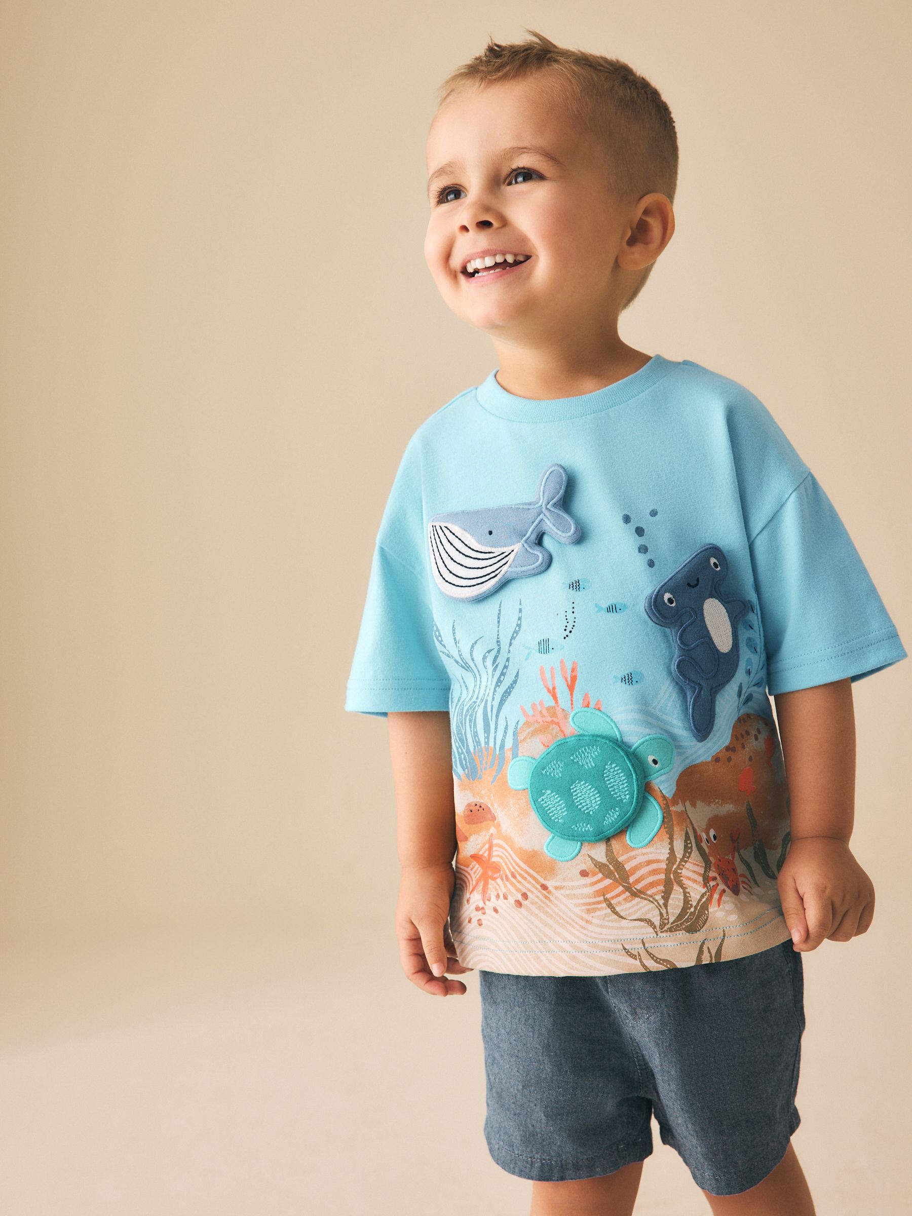 Buy Blue Sea Animal Short Sleeve 3D Padded T-Shirt (3mths-7yrs