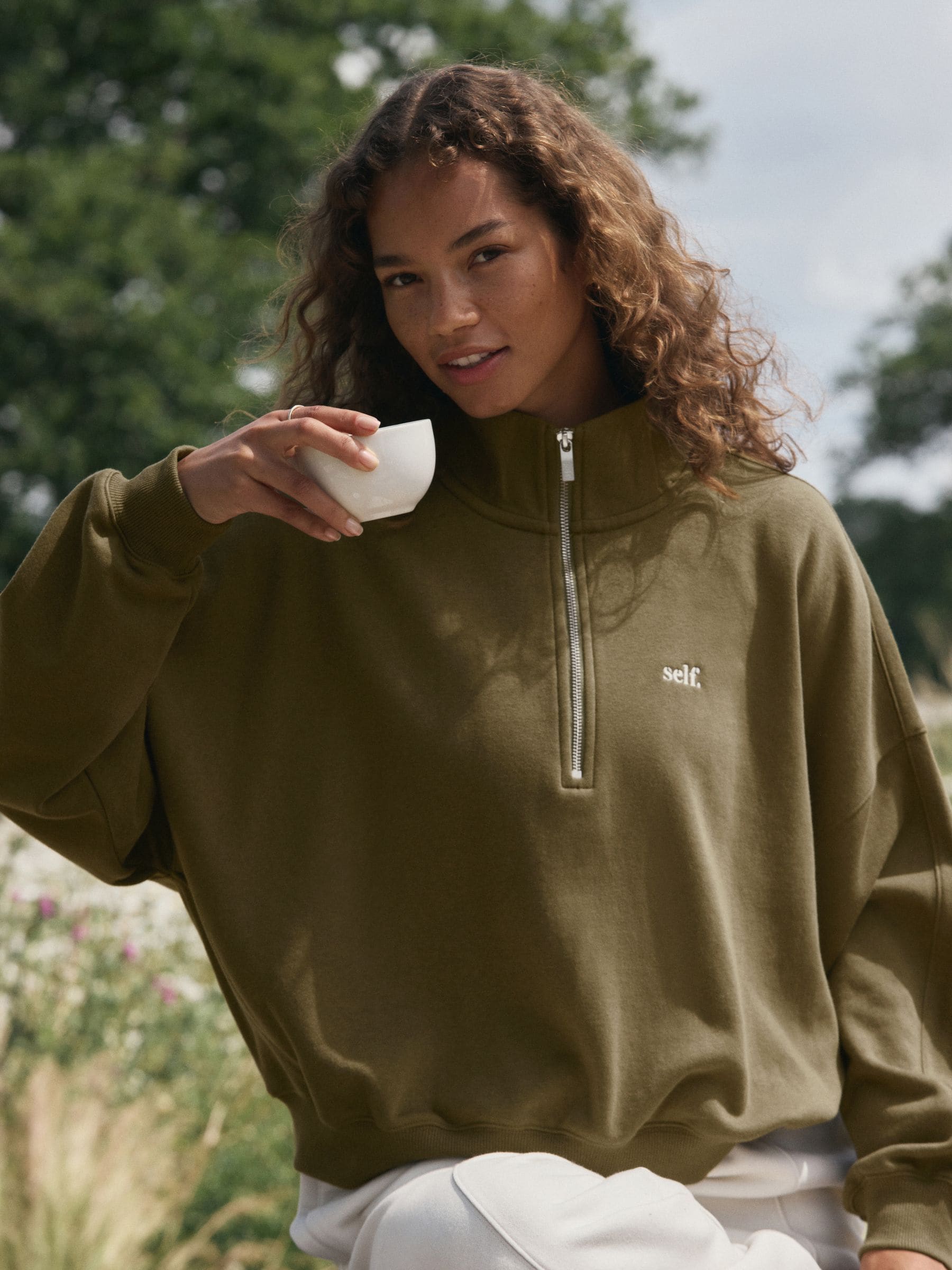 Buy self. Olive Green Half Zip Sweatshirt from Next USA
