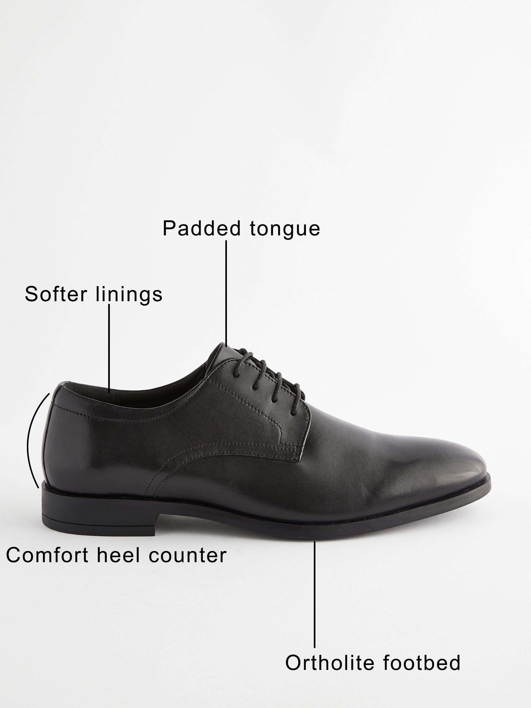 Buy Black Wide Fit Leather Plain Derby Shoes from Next USA