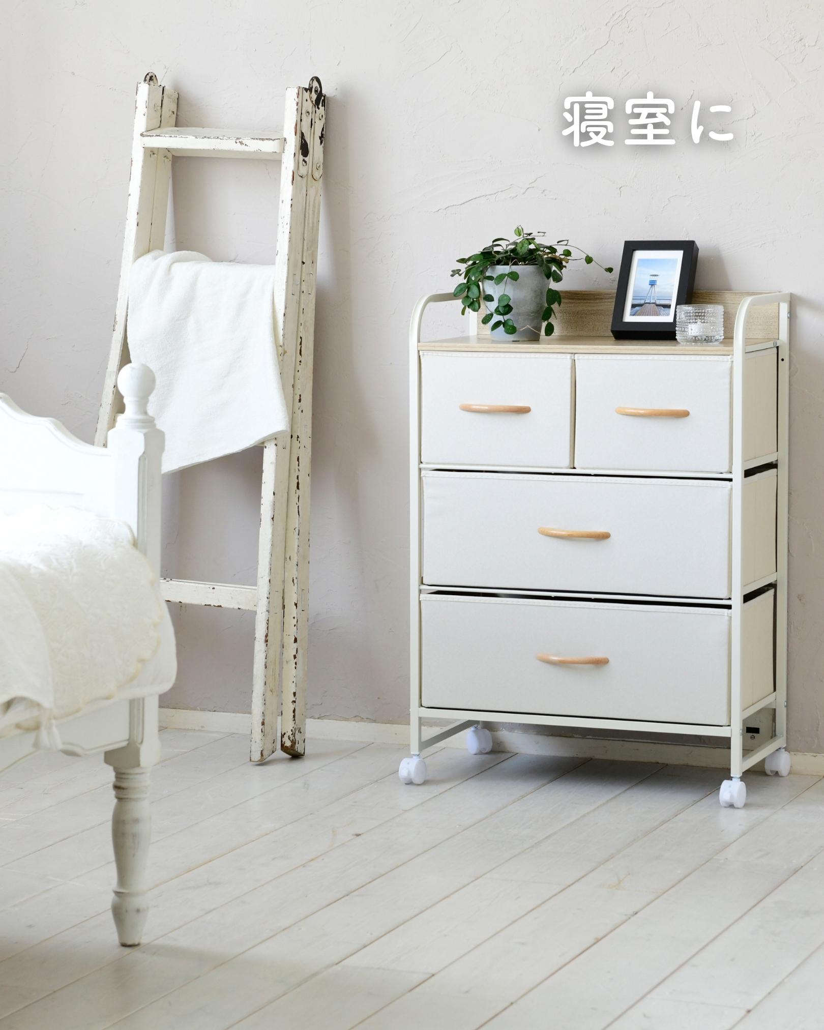 フジ】アクタス ナチュラルウッド 3段チェスト キャスター付き 藤の