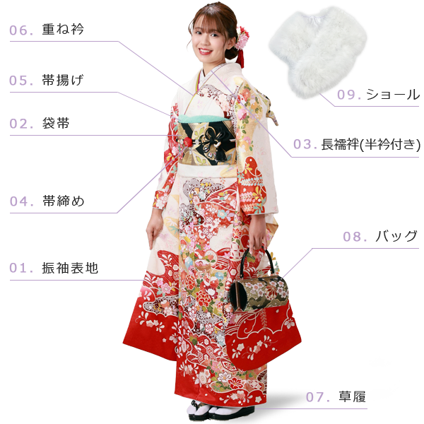 f0720027r】【赤・ワイン系】振袖 レンタル フルセット Lサイズ 【状態