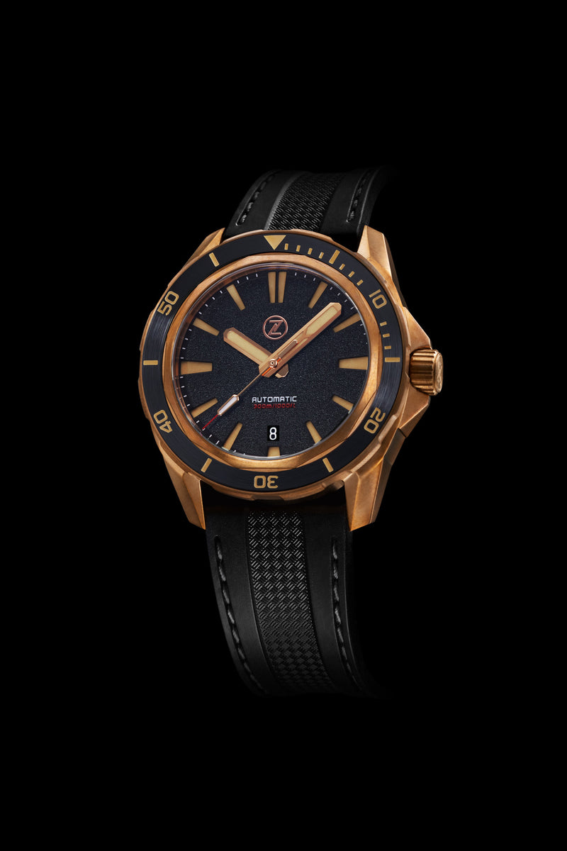 Swordfish Bronze 300m Diver ETA 2892 'Black Sand' – Zelos Watches
