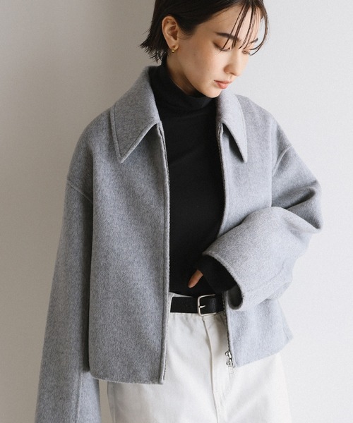 evernavy コート アウター リバージップショートコート レディース