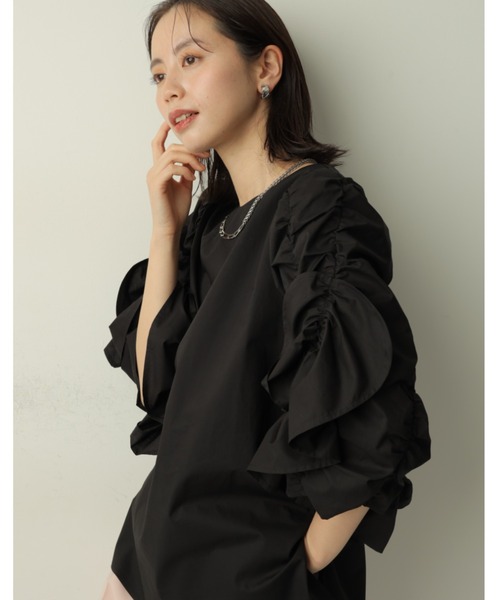 新品タグ付き✨CADUNEカデュネレースフリルブラウス38 CADUNE