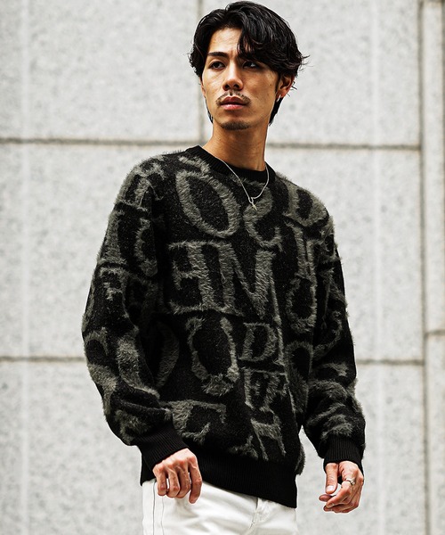 SOMEDIFF（サムディフ） セーター ニット フェザーヤーン総柄ニット