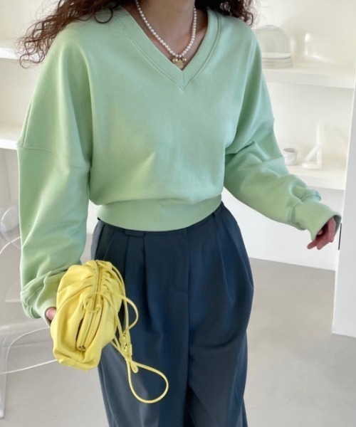 LACーVERT トレーナー スウェット Vネッククロップドスウェット