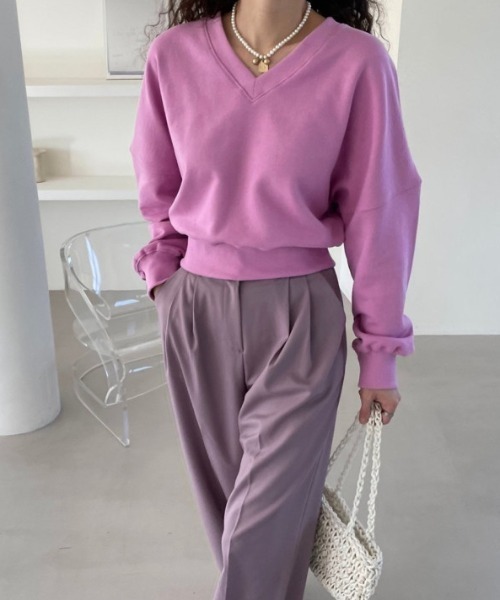 LACーVERT トレーナー スウェット Vネッククロップドスウェット