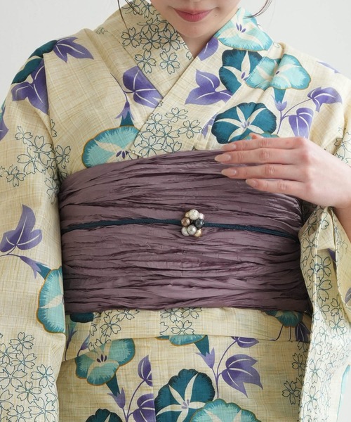 utatane 浴衣 浴衣3点セット 綿麻 水色の朝顔 レディース : ZOZOTOWN