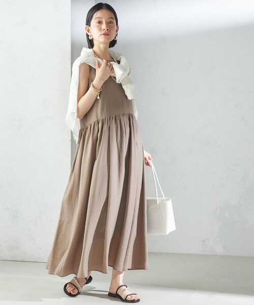 SHIPS（シップス） ワンピース 「手洗い可能」シルク混 シアー