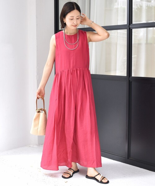 SHIPS（シップス） ワンピース 「手洗い可能」シルク混 シアー