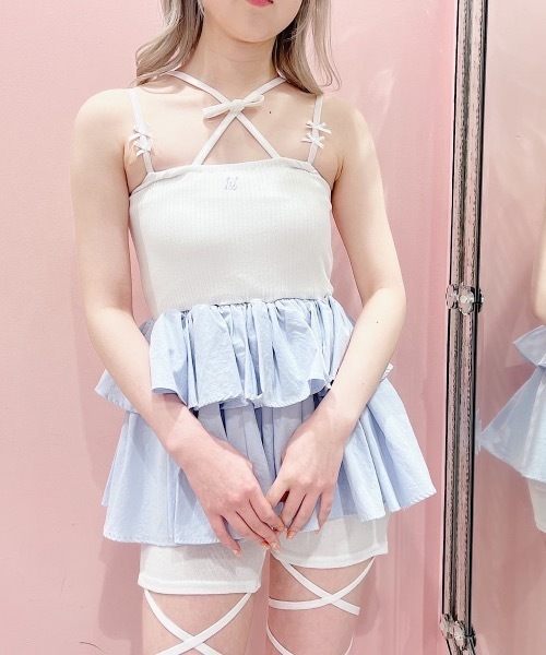 lilLilly（リルリリー） クロスリボンカップ付きキャミソール/チューブ