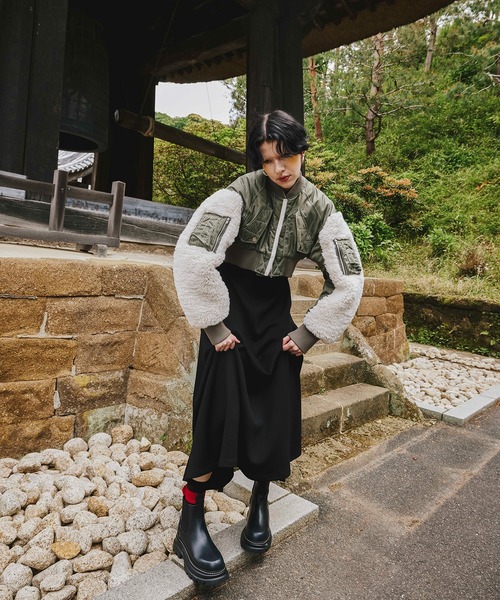 OMMO（オーエムエムオー） ma1 ma-1 SLEEVE BOA SHORT MA-1 レディース