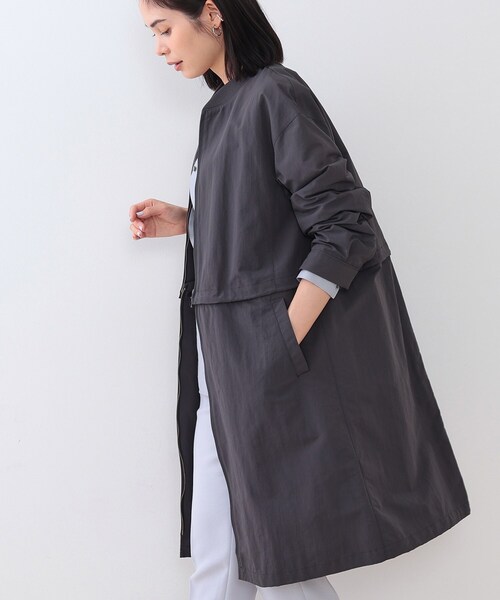 INDIVI インディヴィ ライナー付コート 撥水加工 黒 ブラック 05 XS