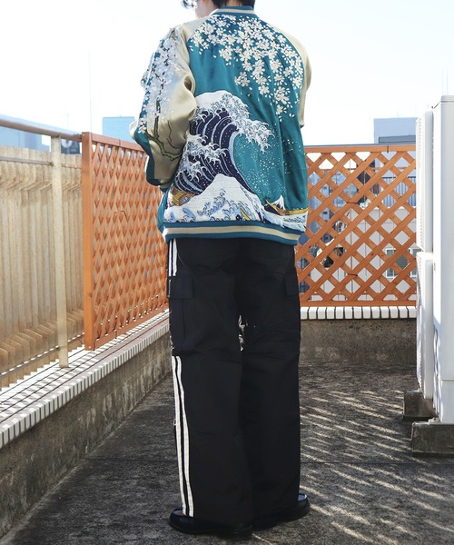 百花繚乱 スカジャン 和柄リバーシブルスカジャン（波桜） メンズ