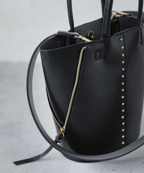 quaranciel トートバッグ quaranciel: 2way スタッズ バケツ トート