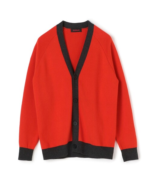 CABaN（キャバン） カーディガン コットンカシミヤ バイカラーVネック