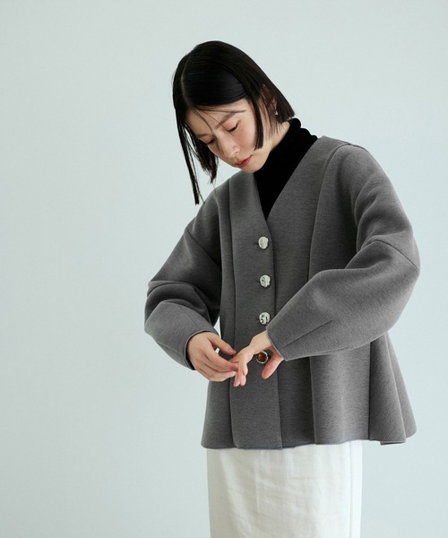 ADAM ET ROPE'（アダムエロペ） カーディガン ミックスボタンペプラム