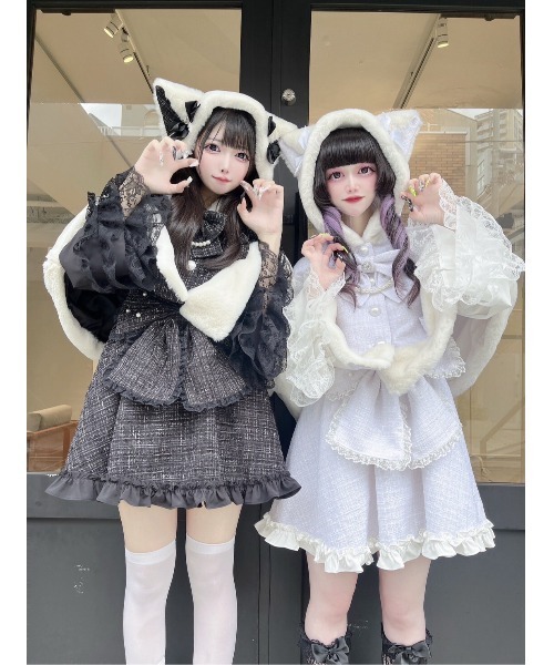 Ank Rouge（アンクルージュ） ポンチョ ネコちゃんキラキラツイード