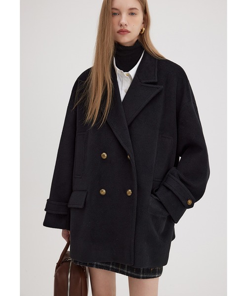 コート チェスターコート ダブルブレストウールハーフチェスターコート