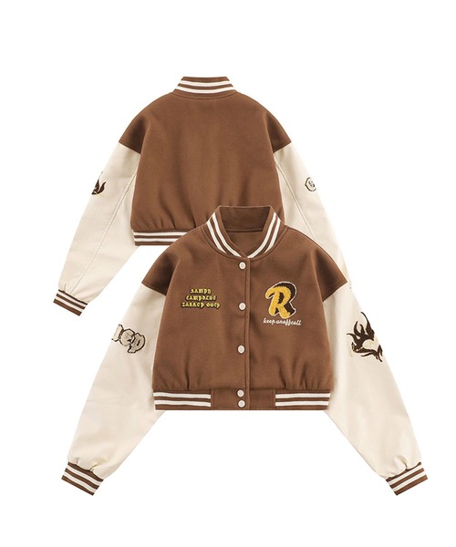 スタジャン 「HOOK」アメカジワッペン刺繍スタジャンジャケット