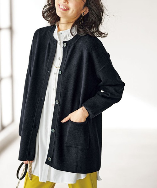 BELLUNA PLUS（ベルーナプラス） カーディガン もっちり素材ノーカラー