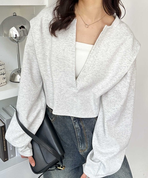 GeeRA（ジーラ） トレーナー スウェット 深Vネックショート丈