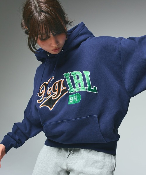 X-girl（エックスガール） パーカー MIX COLLEGE LOGO SWEAT HOODIE