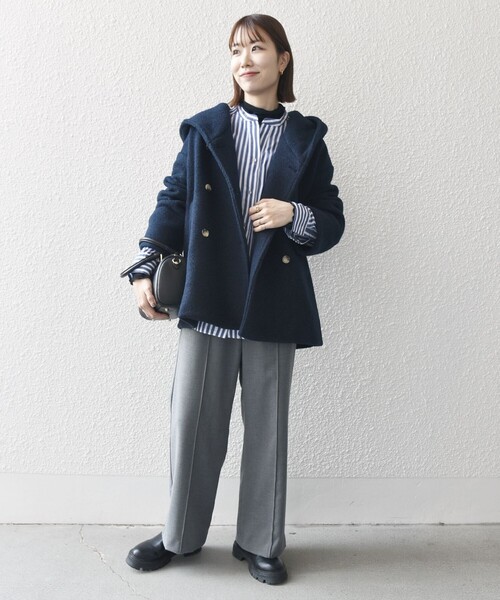 SHIPS any アウター any: ナッピング フード ショート コート