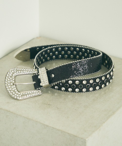 Shoowtime（ショウタイム） ベルト studded rhinestone glitter belt