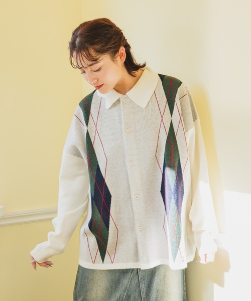 JINCL（ジンクル） シャツ Argyle Knit Shirt / アーガイルニット
