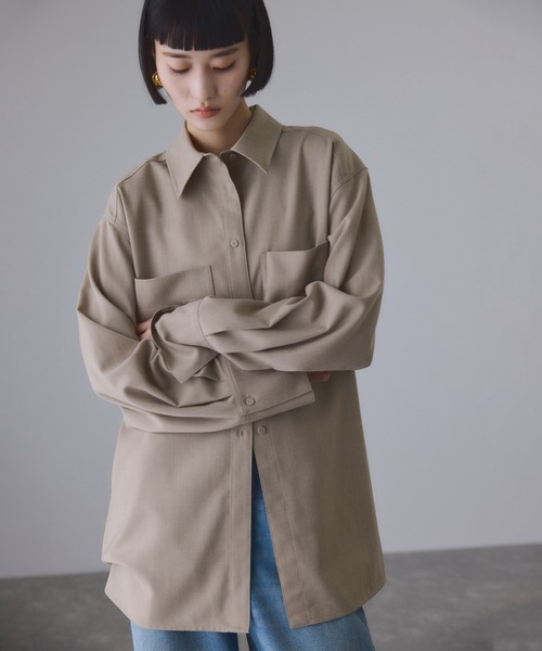 ADAM ET ROPE'（アダムエロペ） ブラウス シャツ ダブルポケットウール